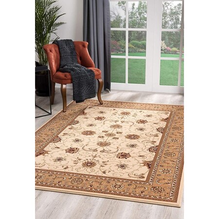 Palacedesigns 5 x 8 ft. Cream & Tan Ornate Border Area Rug PA3102029